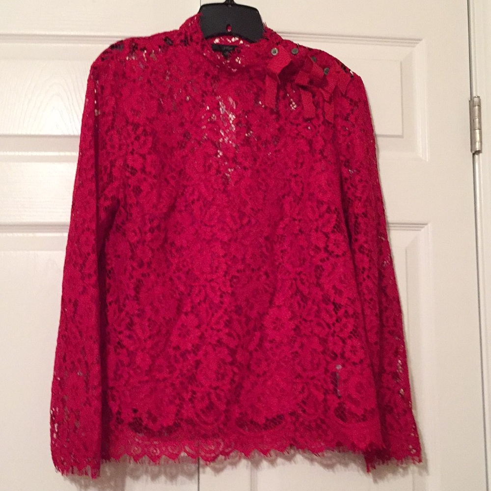 JCrew mockneck top in floral lace